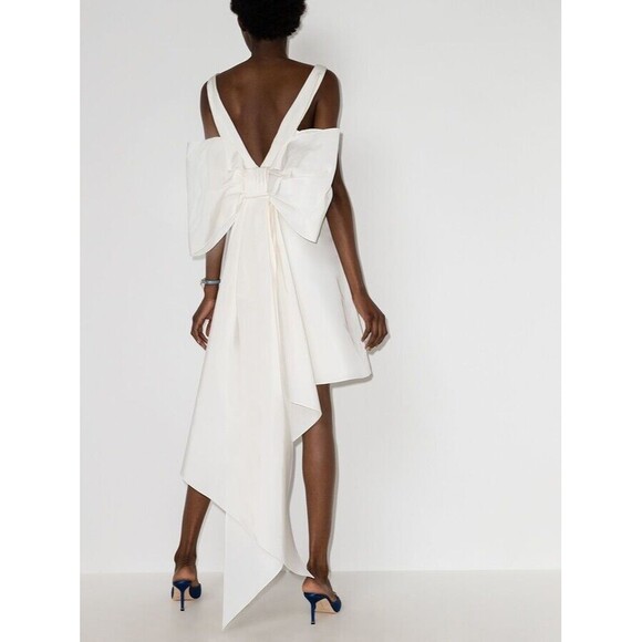 NWT. $2990 Carolina Herrera Oversize-Bow Silk Dress Sz 8 - Picture 2 of 8